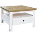Quadratischer Couchtisch in Artisan-Eiche und Wei? mit Schublade, 70 ¡Á