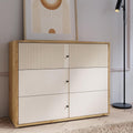 Kommode mit 3 Schubladen aus Holzwerkstoff in Kaschmirbeige, Mauvella-Eiche und Sand, 104,8 ¡Á 83