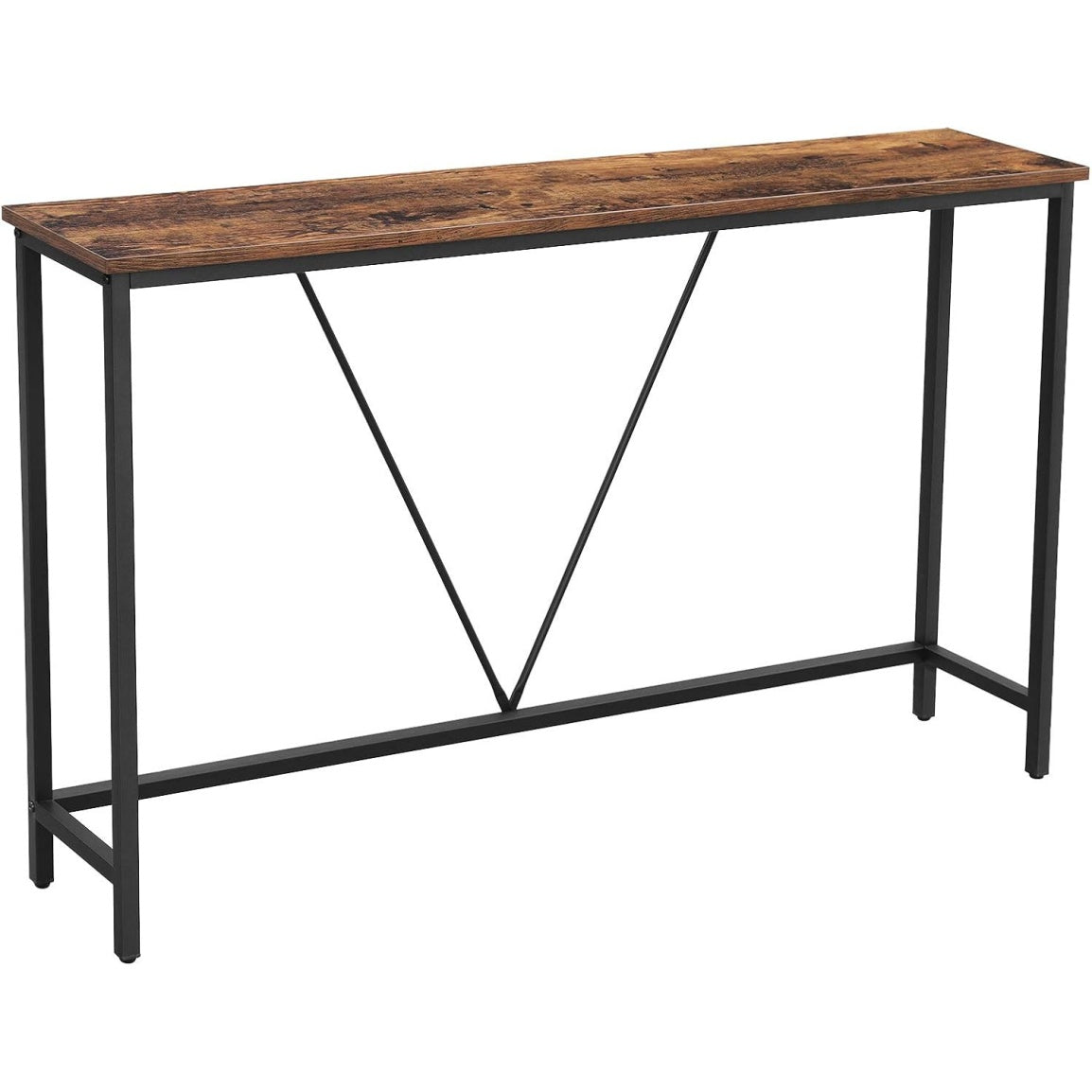 Schmaler Konsolentisch mit Stahlgestell, 120 ¡Á 23 ¡Á 74 cm, Vintagebraun u
