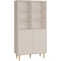 Regalschrank mit 2 T¨¹ren und hohen F¨¹?en aus Holzwerkstoff in Kaschmirbeige, 94,6 ¡Á 182