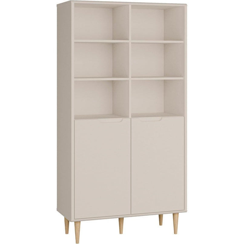 Regalschrank mit 2 T¨¹ren und hohen F¨¹?en aus Holzwerkstoff in Kaschmirbeige, 94,6 ¡Á 182