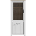 Vitrine mit 1 T¨¹r und 1 Glast¨¹r aus Holzwerkstoff in Wei? matt und Bianco-Eiche, 77 ¡Á 185,3