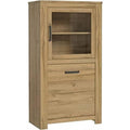 Vitrine mit 2 T¨¹ren und 1 Glast¨¹r aus Holzwerkstoff in Alteiche, 77 ¡Á 143,7