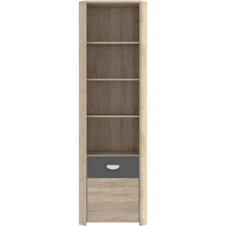B¨¹cherregal mit 1 T¨¹r aus Holzwerkstoff in Sonoma-Eiche und Grau matt, 58,8 ¡Á 194,4