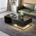 Couchtisch in Hochglanz mit LED-Beleuchtung, 2 Schubladen und Stauraum, 105 ¡Á 55