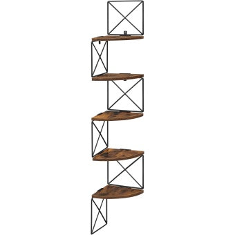 Eckregal mit Zickzack-Design und 5 Ebenen, 20 ¡Á 20 ¡Á 127,5 cm, Vintagebraun u