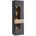 Vitrine mit 1 Glast¨¹r aus Holzwerkstoff in Wolframgrau und Planken-Eiche, 60,4 ¡Á 203,3