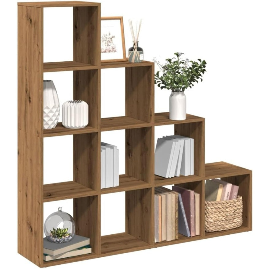 Raumteiler-B¨¹cherregal mit 10 F?chern in Artisan-Eiche, 131,5 ¡Á 29